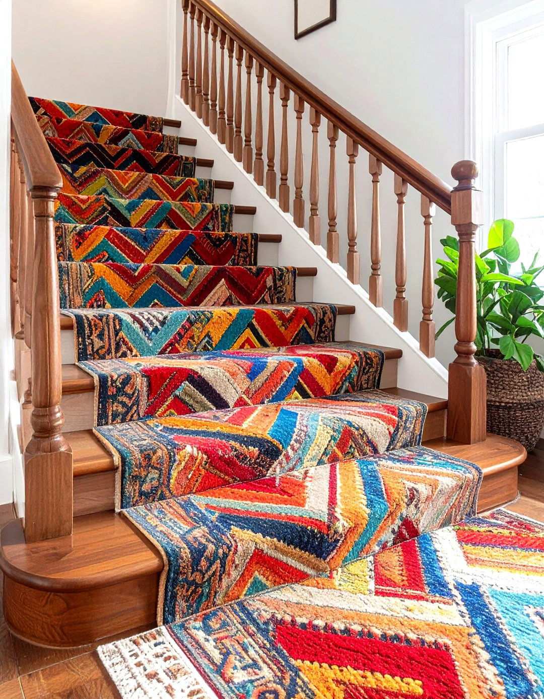 Herringbone Pattern Stair Runner - 24 Staircase Ideas