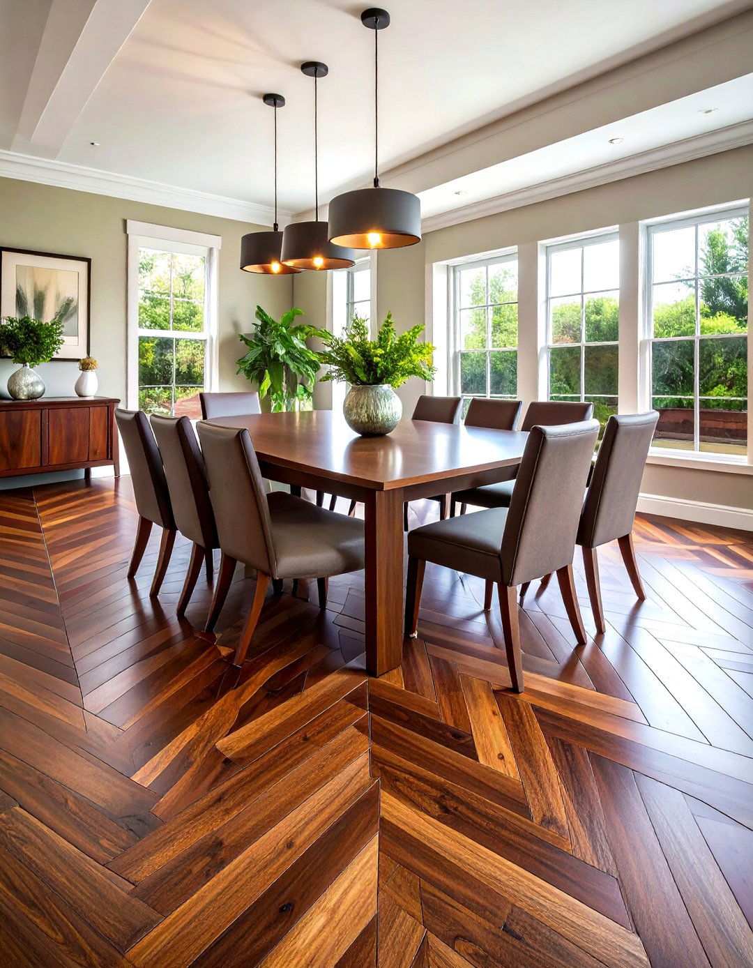 Herringbone Pattern Walnut Floors - 24 Wood Floor Ideas