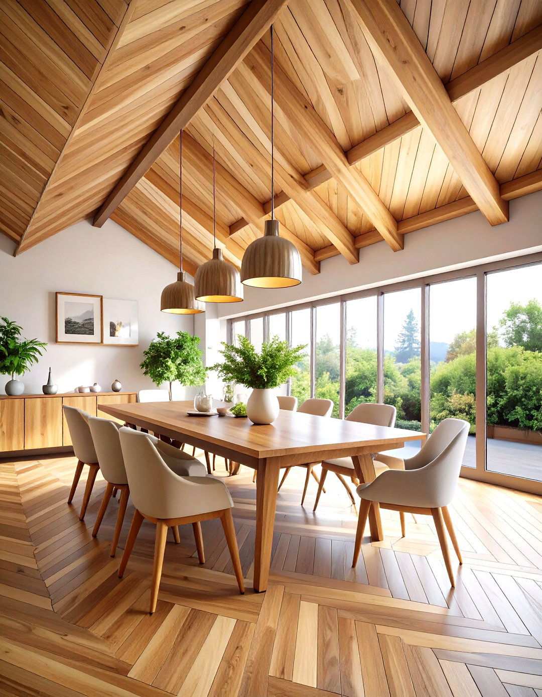 Herringbone Pattern Wood Ceiling - 24 Wood Plank Ceiling Ideas