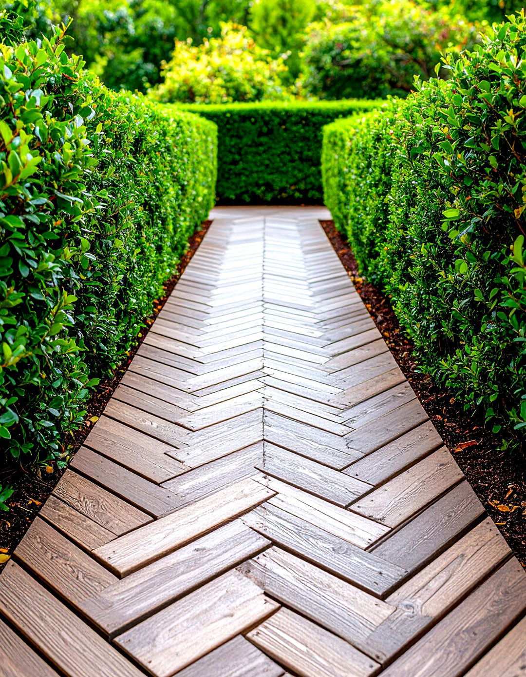 Herringbone Pattern Wooden Walkway - 24 Wooden Walkway Ideas