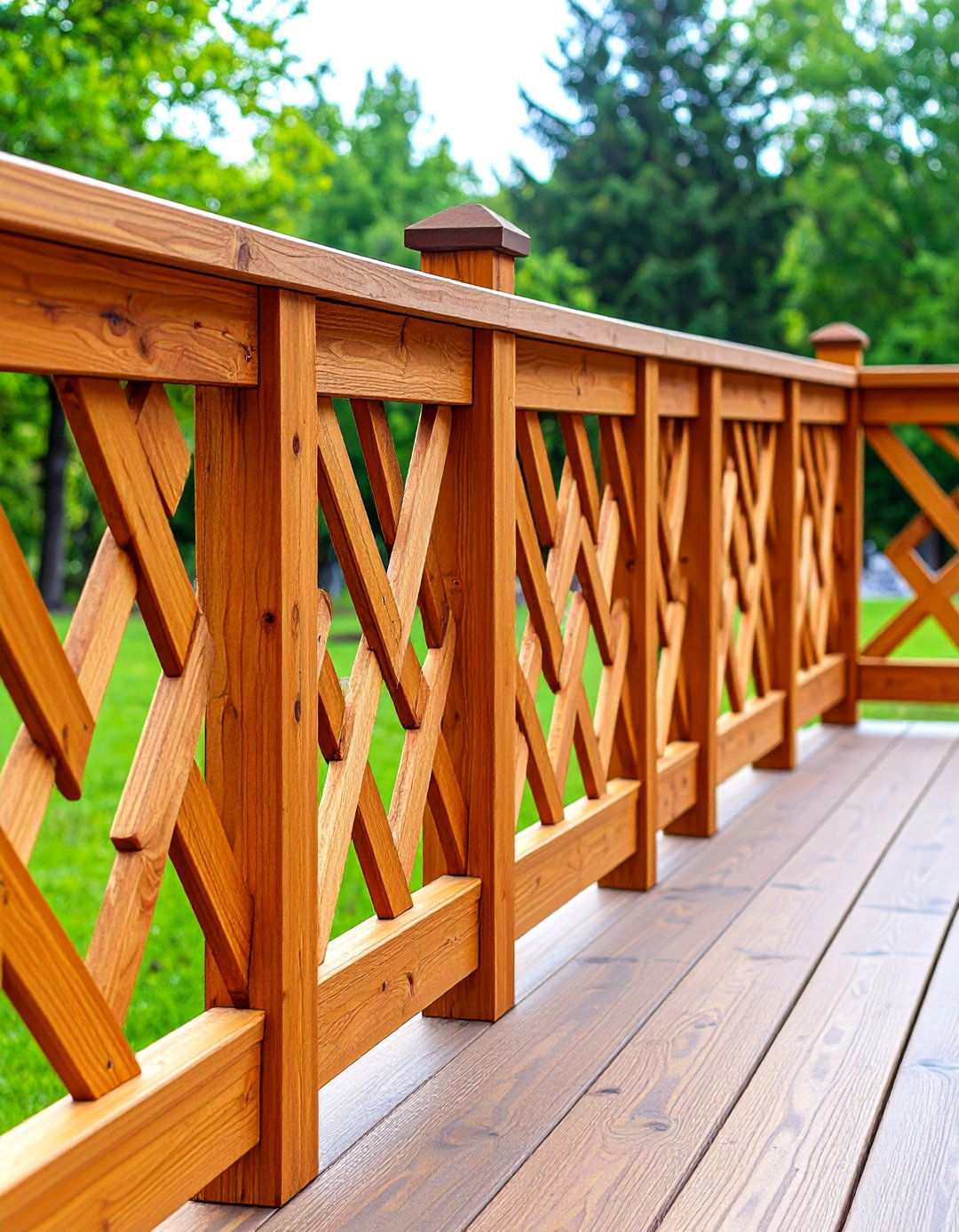 Herringbone Wood Pattern Deck Railing - 24 Wood Deck Railing Ideas