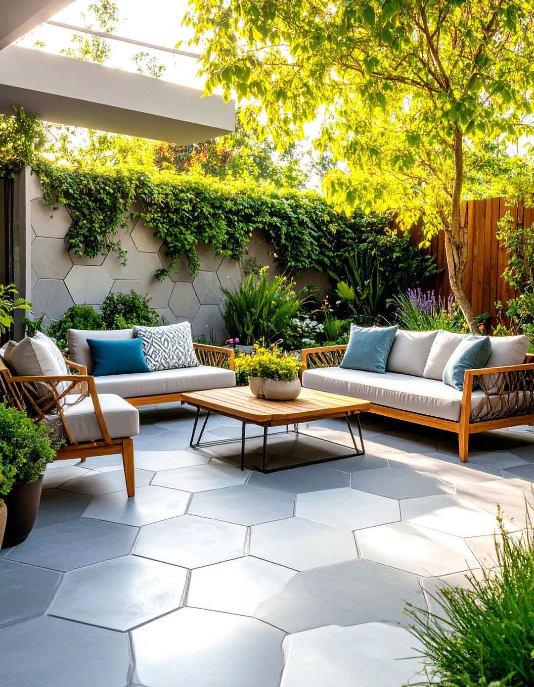Hexagon Mosaic Patterns - 24 patio tile ideas