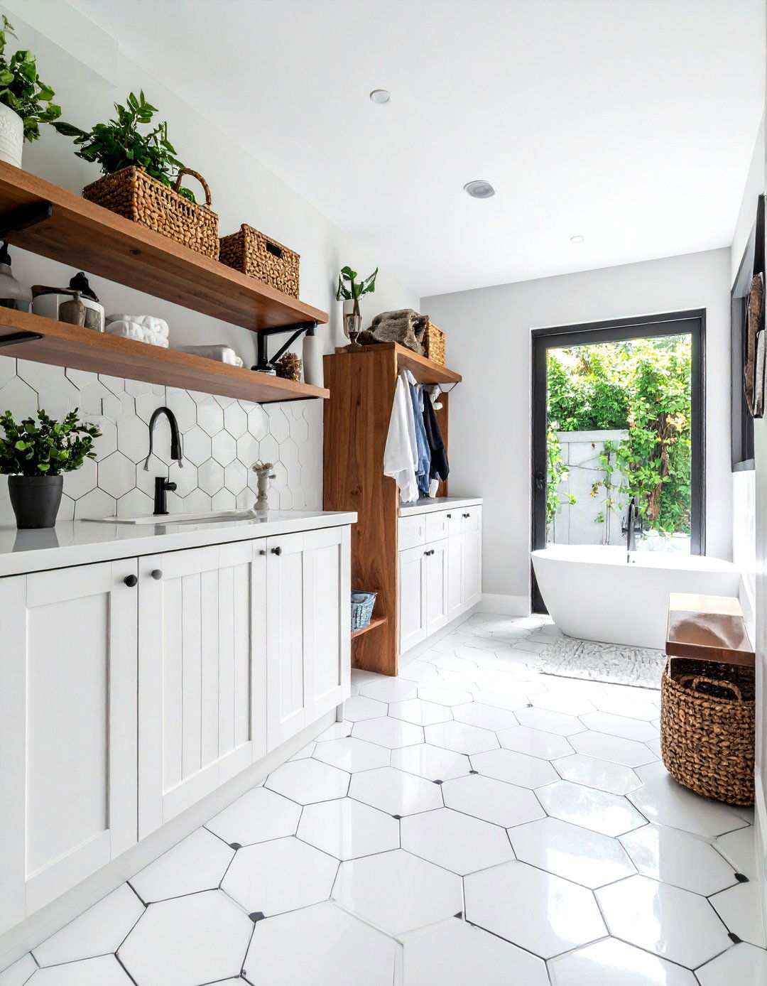 Hexagon Mosaic Tiles - 24 Mudroom Tile Floor Ideas