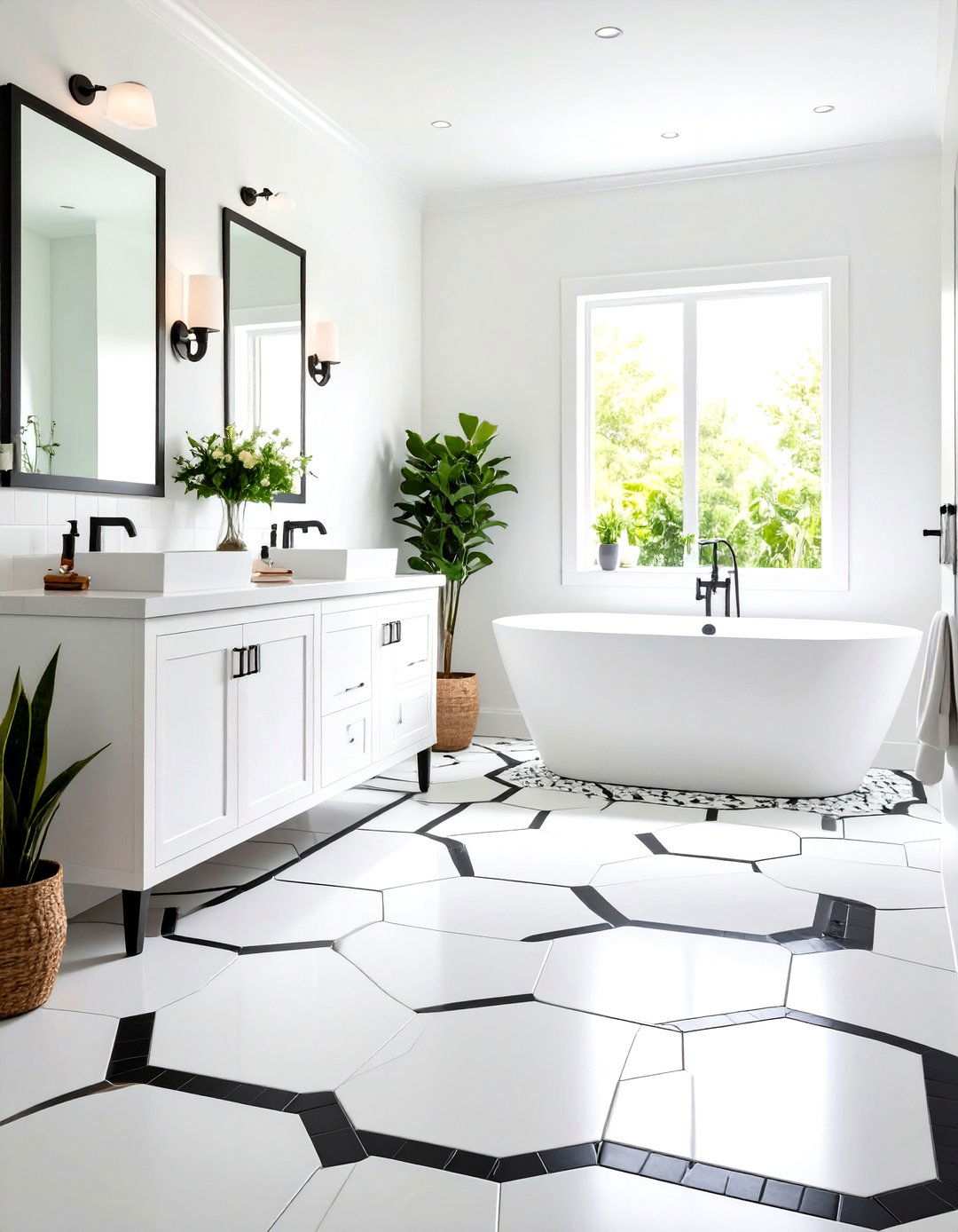 Hexagonal Mosaic Floor Design - 24 Victorian Bathroom Ideas