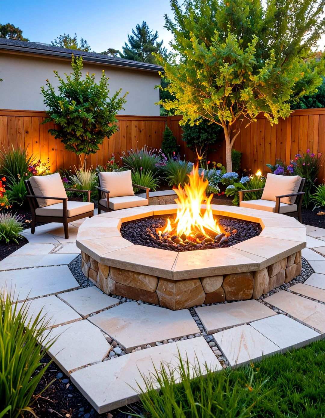 Hexagonal Stone Fire Pit - 24 Wood Burning Fire Pit Ideas