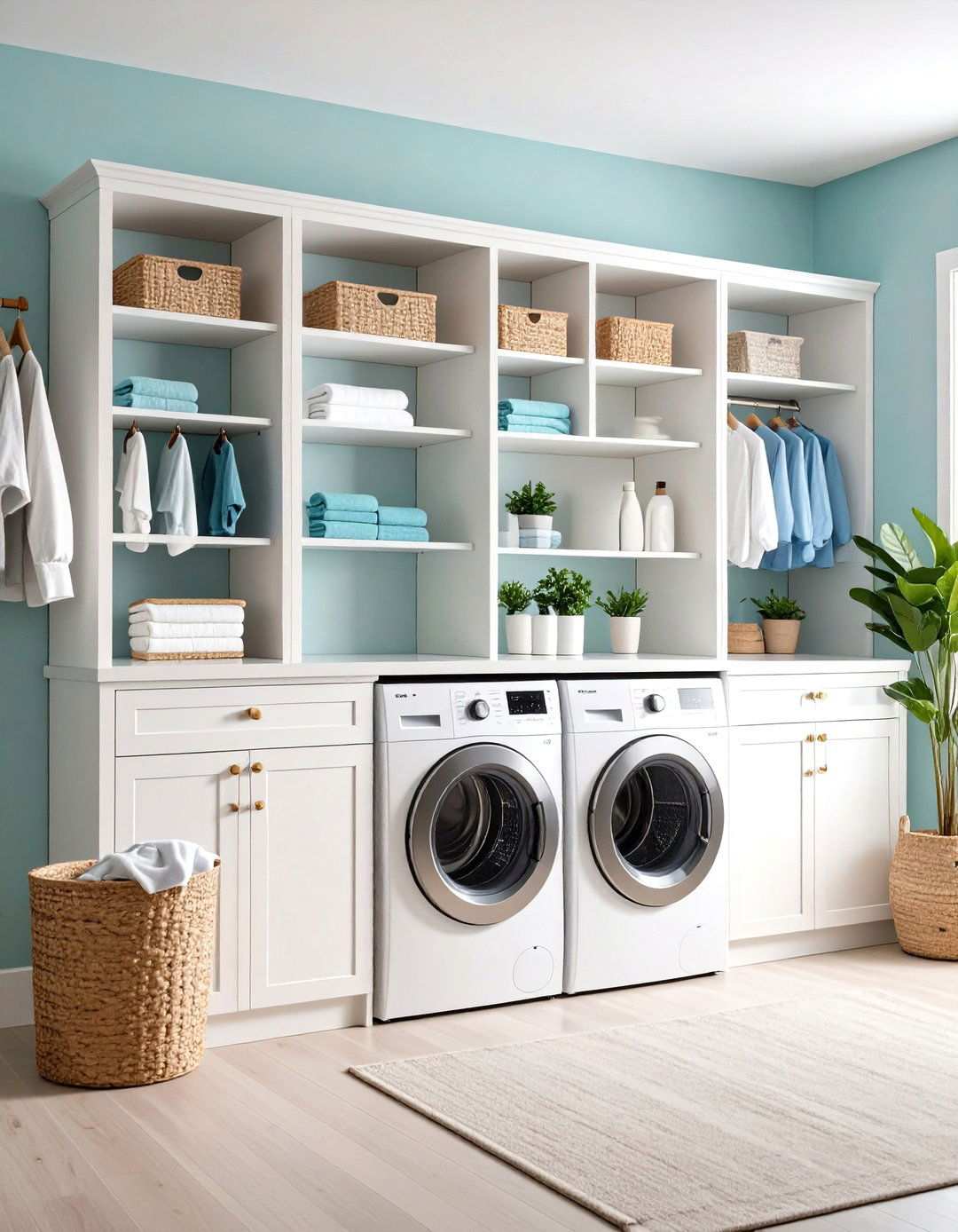 Hidden Cabinet Storage with Shelves - 24 Laundry Room Shelving Ideas