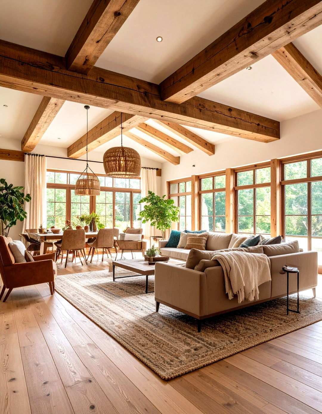 High Ceiling Beam Exposure - 24 Western Living Room Ideas