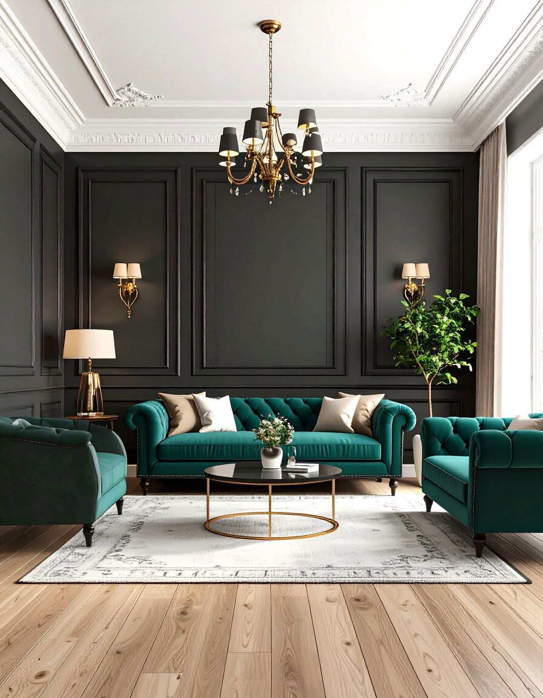 High Contrast Black and White - 24 Living Room Wainscoting Ideas