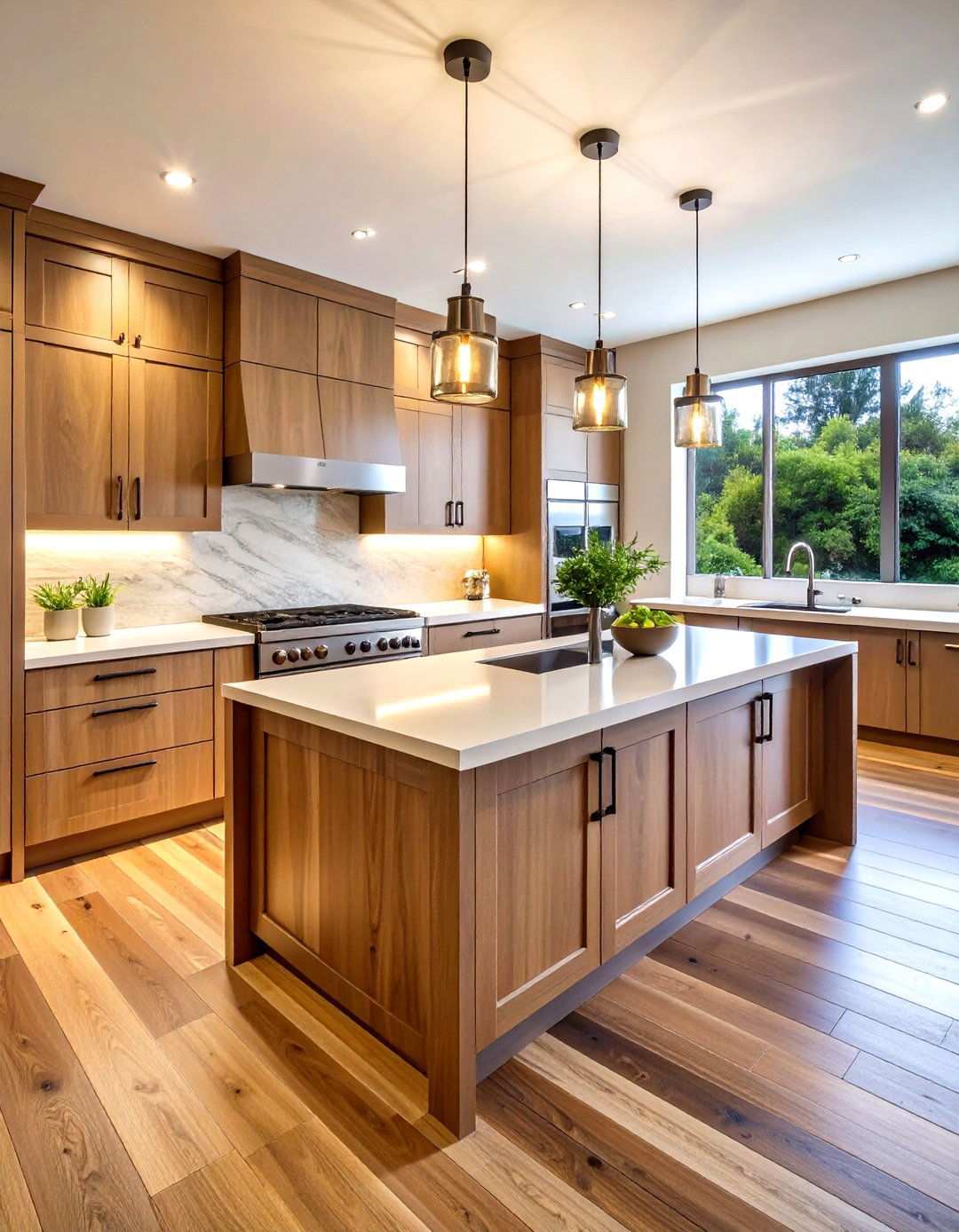 High End Custom Wide Oak Plank Kitchen - 24 Kitchens With Wood Floors
