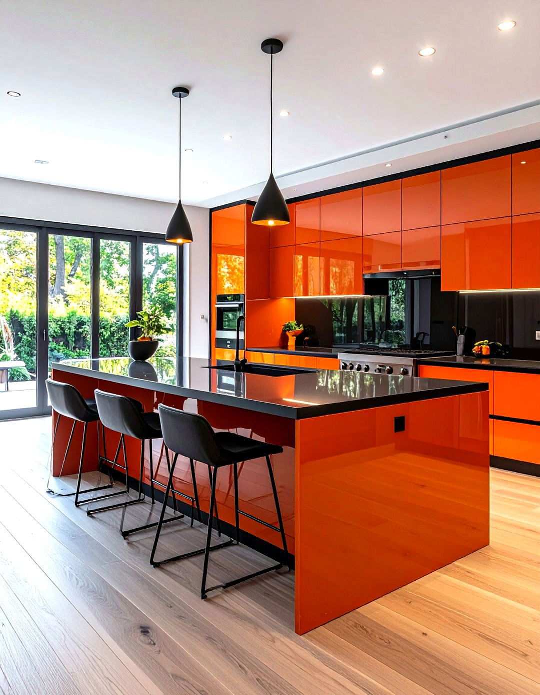 High Gloss Lacquer Islands with Reflective Surfaces - 24 Small Kitchen Island Ideas