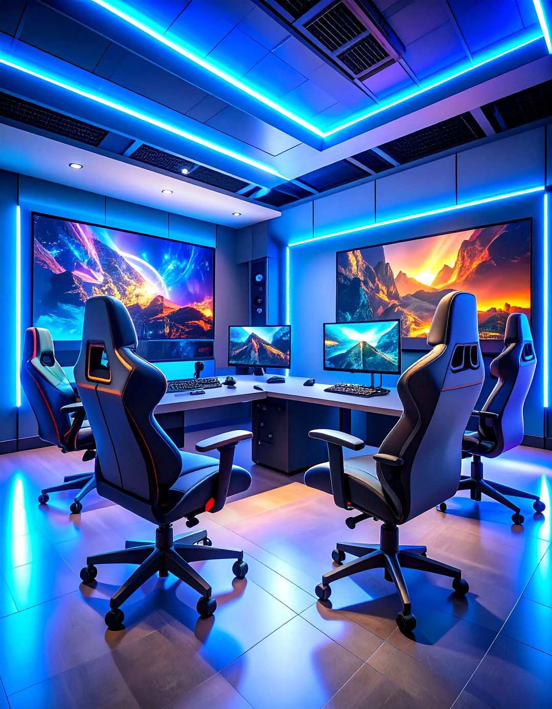 High Tech Gaming Command Center - 24 Luxury Game Room Ideas