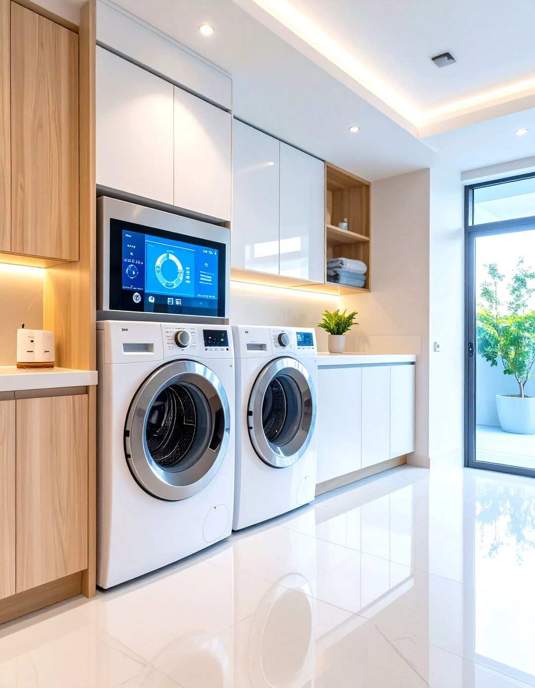 High Tech Smart Door with Integrated Controls - 24 Laundry Room Door Ideas