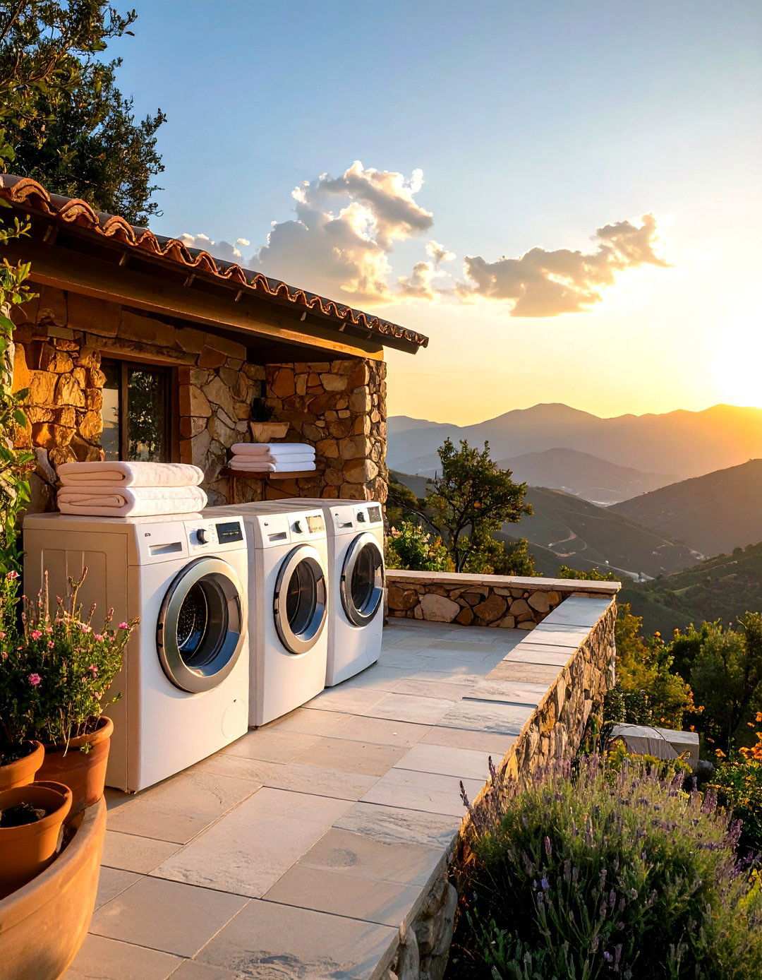 Hillside Terraced Laundry Area - 24 Outdoor Laundry Area Design Ideas