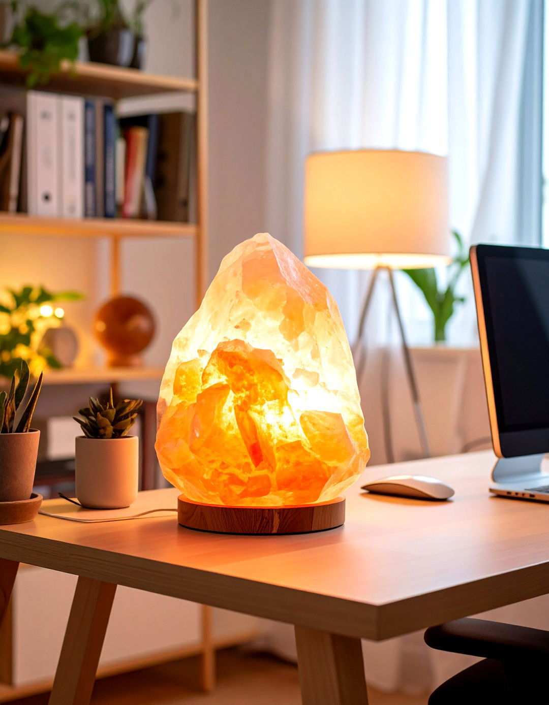 Himalayan Salt Lamp Wellness Lighting - 24 Home Office Lighting Ideas
