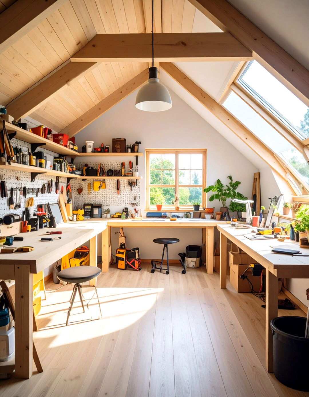 Hobby Workshop with Tool Storage - 24 Low Ceiling Small Attic Room Ideas