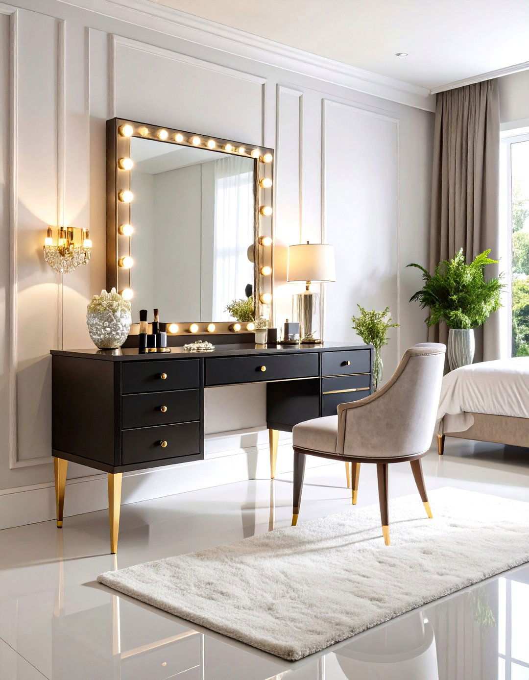 Hollywood Glamour LED Mirror Station - 24 Makeup Room Ideas