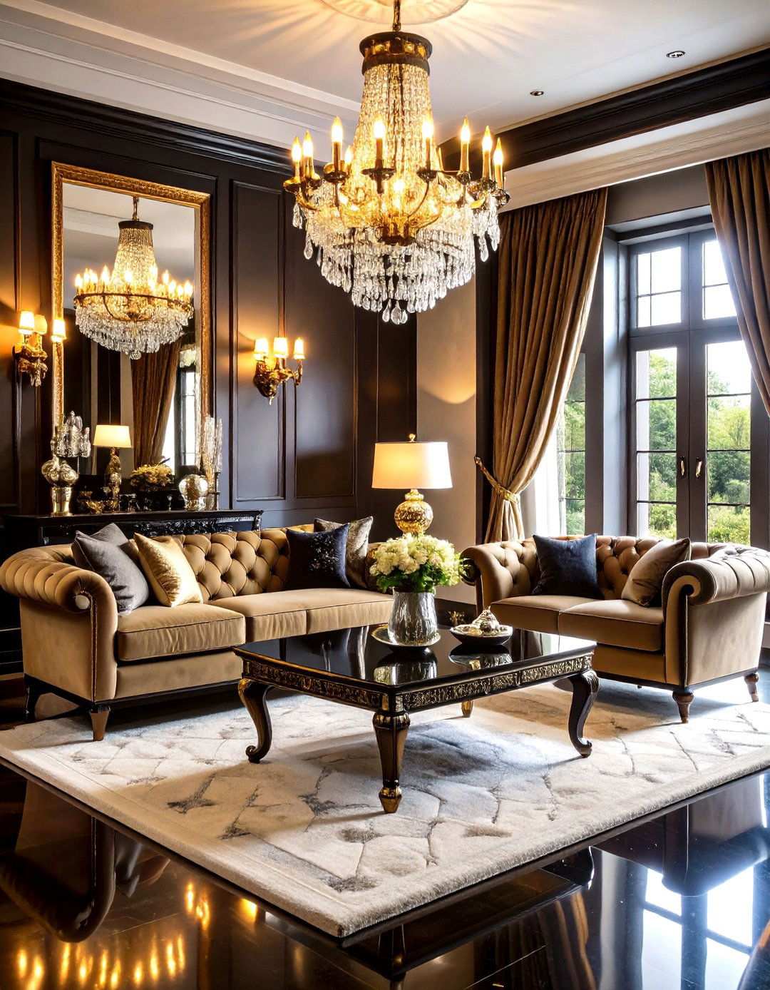 Hollywood Glamour Living Room - 24 Living Room Design Ideas