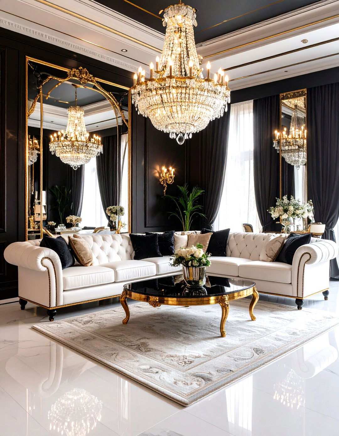 Hollywood Regency Drama - 24 White Couch Living Room Ideas