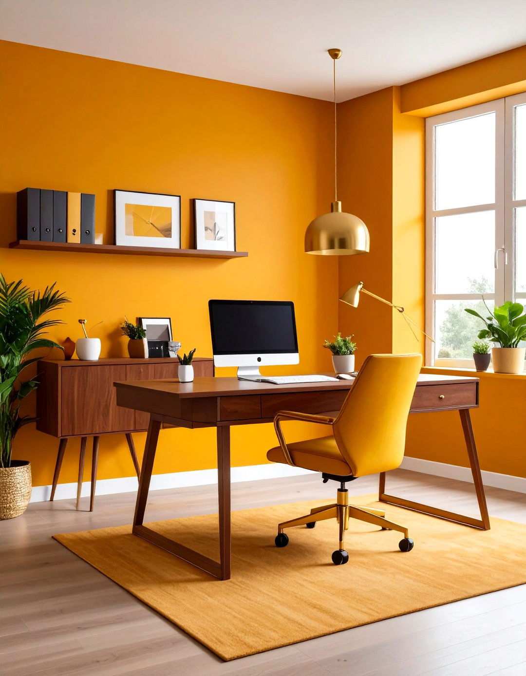 Home Office Amber and Brown Workspace - 24 Warm Color Palettes for Every Room in the House