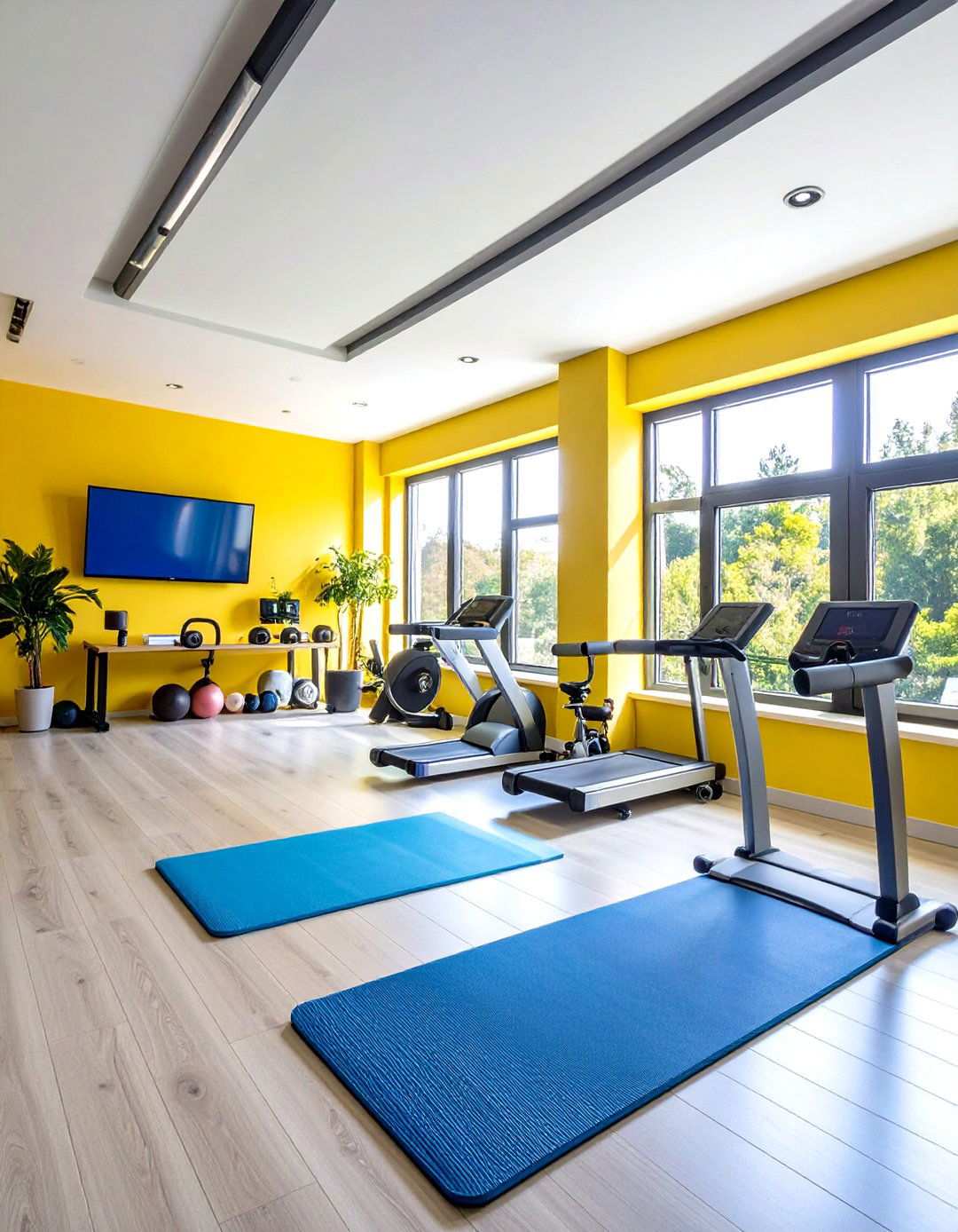 Home Office Dual Purpose Work and Workout Space - 24 Small Home Gym Ideas