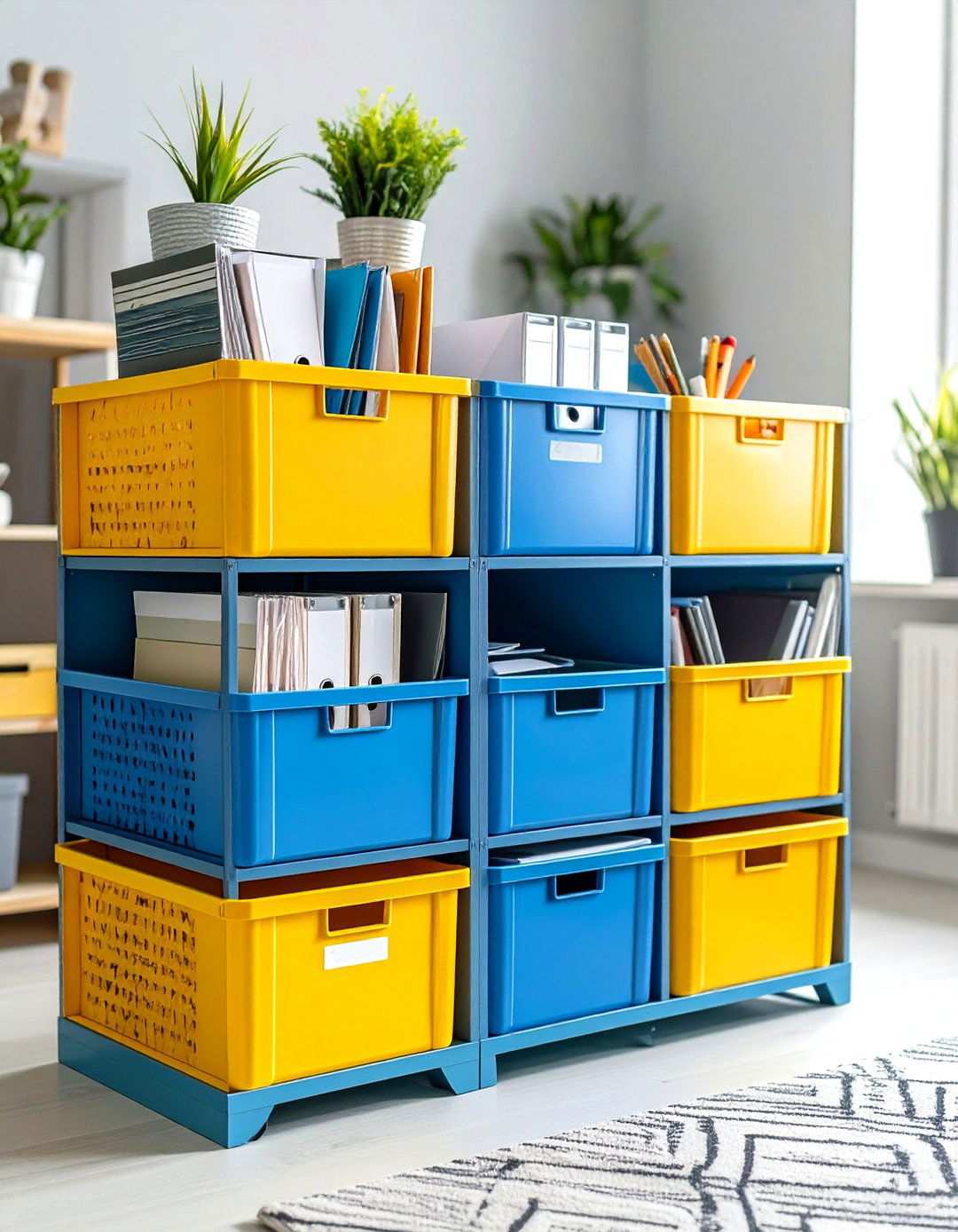 Home Office File Management Hub - 24 Milk Crate Storage Ideas