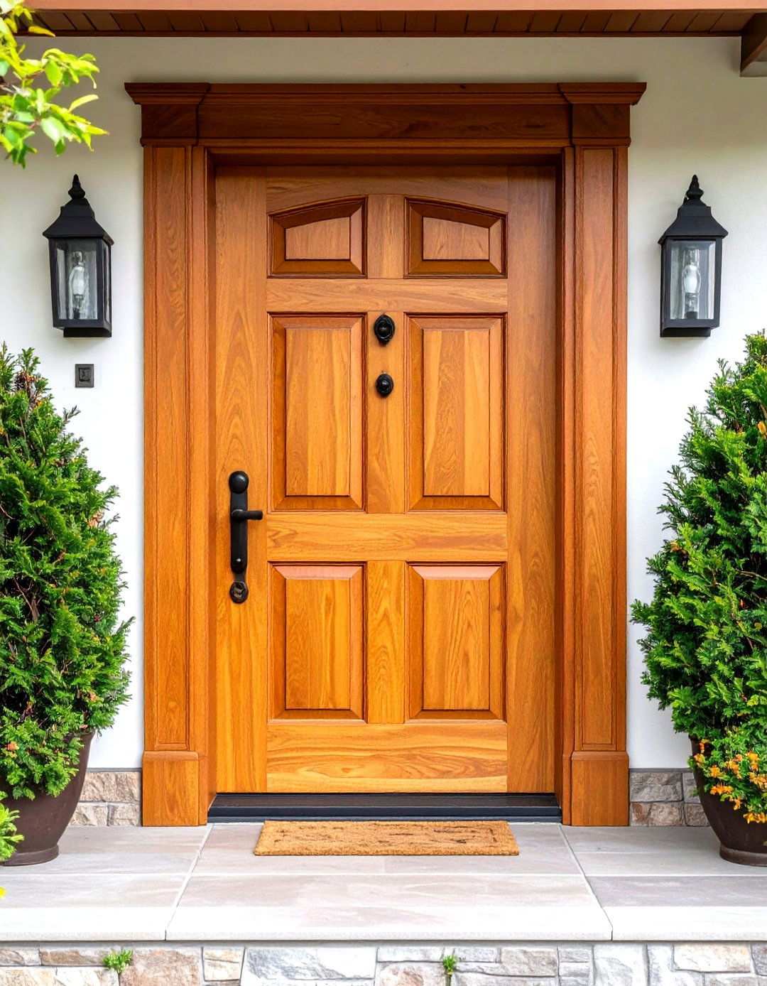 Honey Golden Oak Stained Front Door - 24 Stained Front Door Ideas