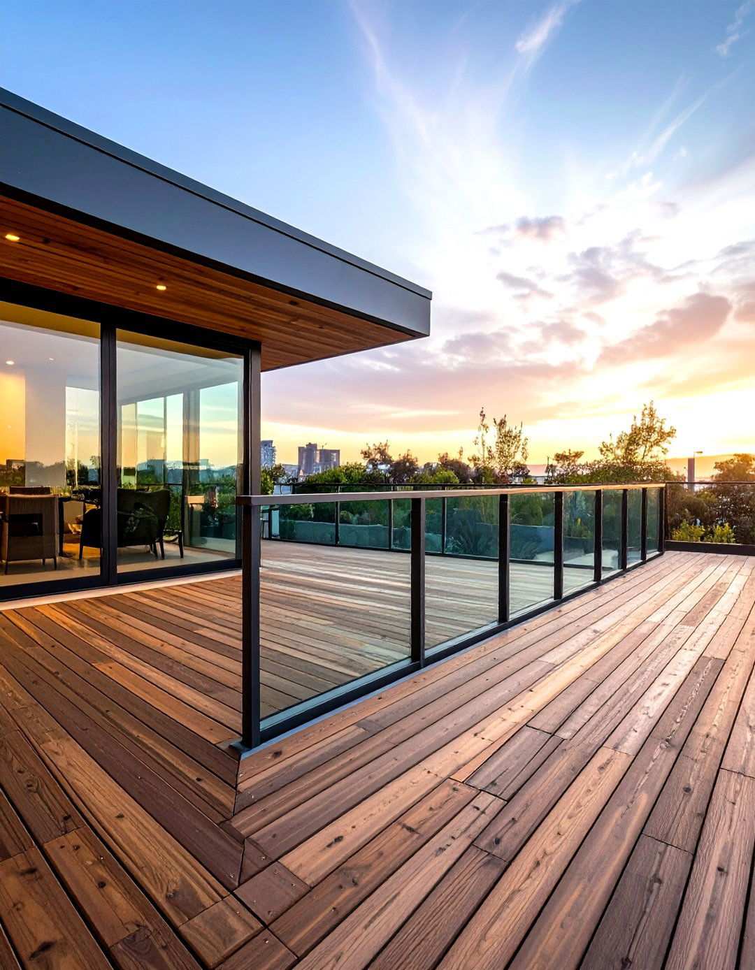 Horizontal Composite and Glass Combination - 24 Horizontal Deck Railing Ideas