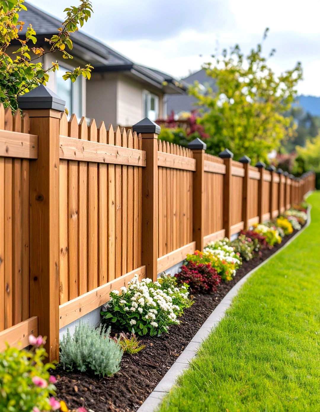 Horizontal Fence with Custom Height Variations - 24 Horizontal Fence Ideas
