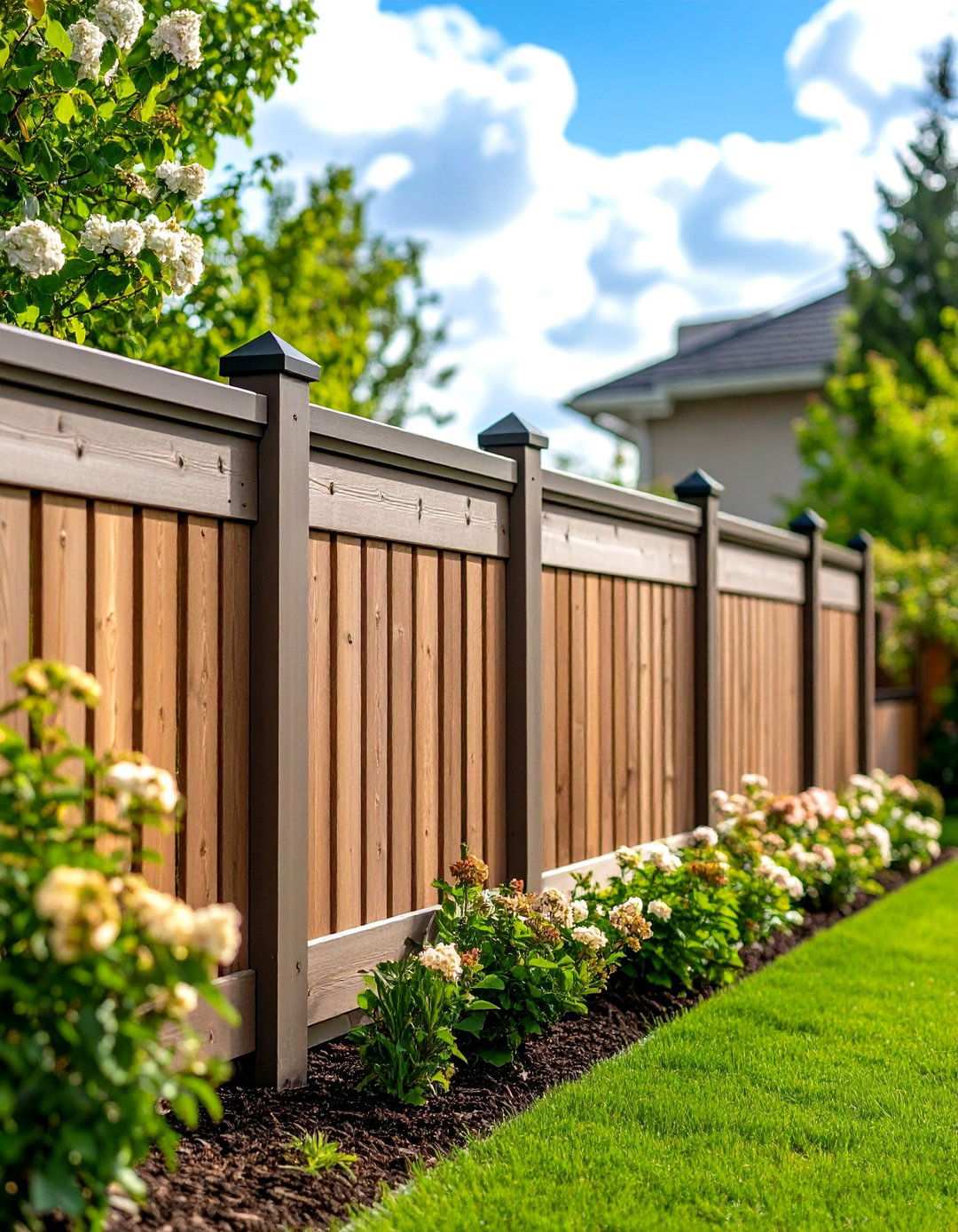 Horizontal Fence with Decorative Cap Rail - 24 Horizontal Fence Ideas