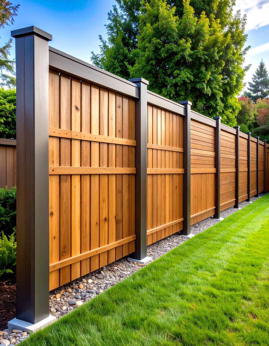 Horizontal Fence with Steel Posts - 24 Horizontal Fence Ideas