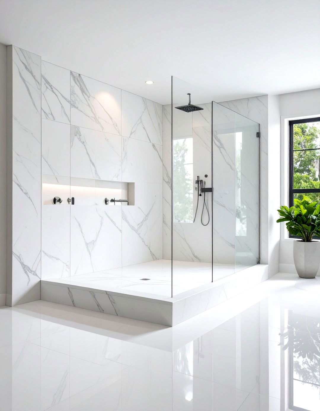 Horizontal Marble Slab Shower Niche - 24 Shower Niche Ideas