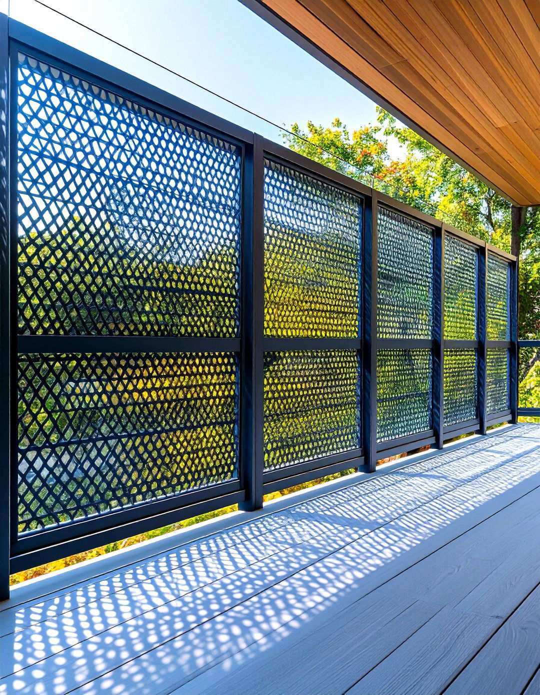 Horizontal Metal Mesh Screen Design - 24 Horizontal Deck Railing Ideas