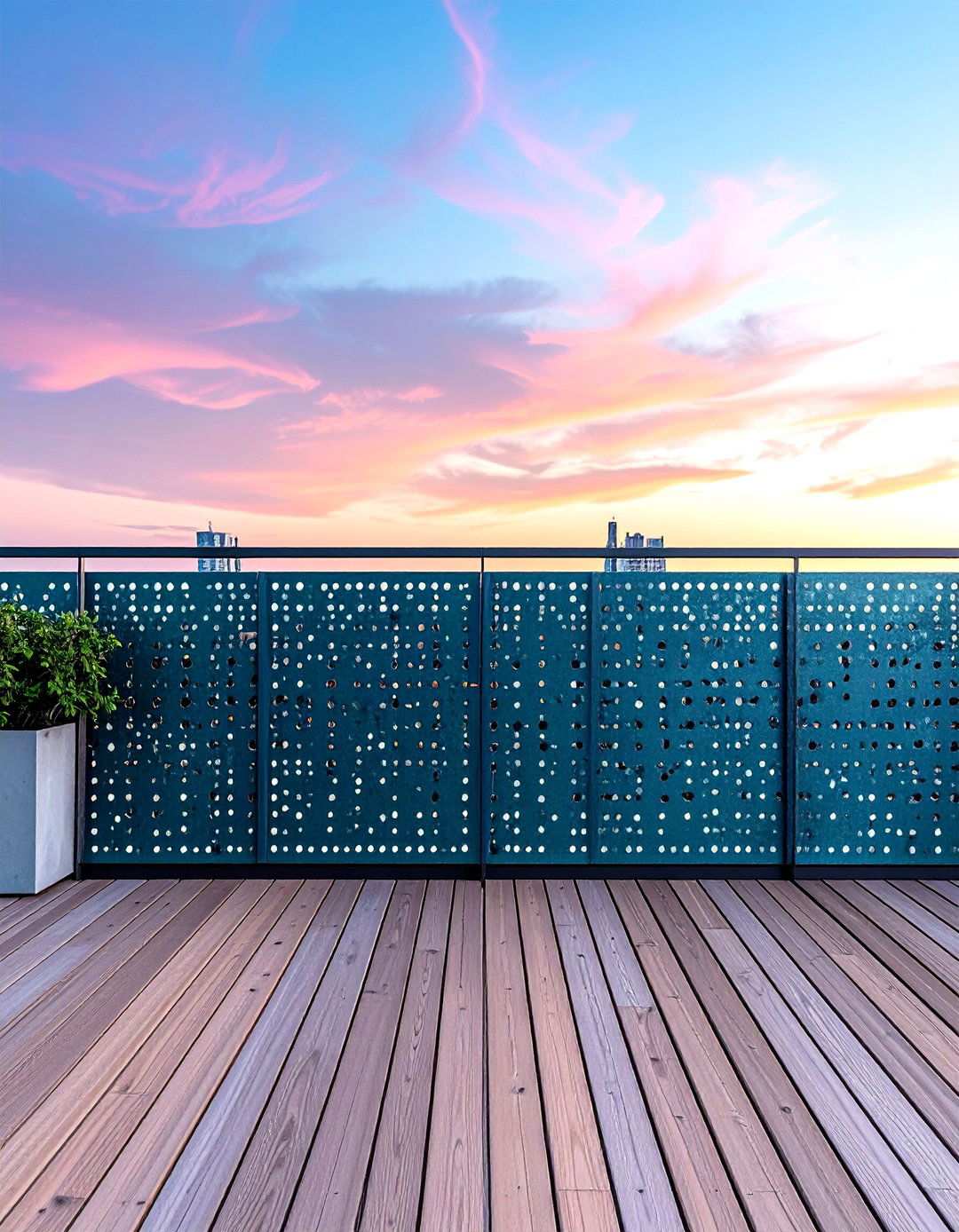 Horizontal Perforated Metal Panel Design - 24 Horizontal Deck Railing Ideas