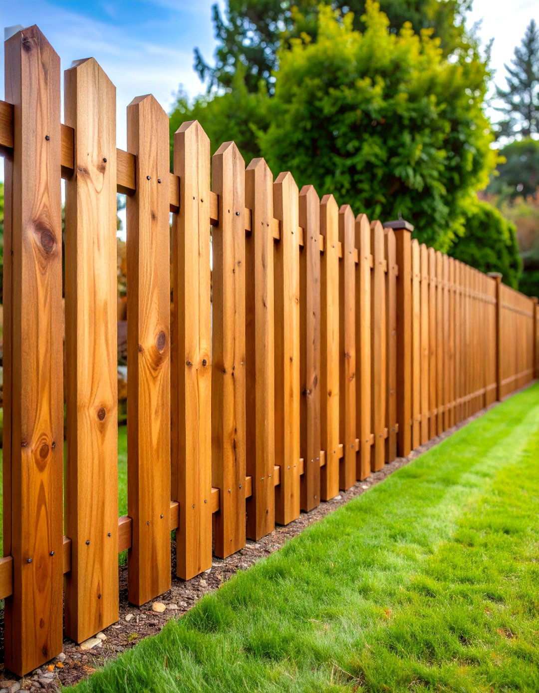 Horizontal Redwood Fence with Natural Finish - 24 Horizontal Fence Ideas