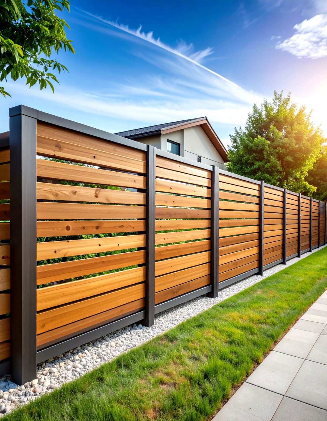 Horizontal Slat Modern Fence - 24 Types of Fences