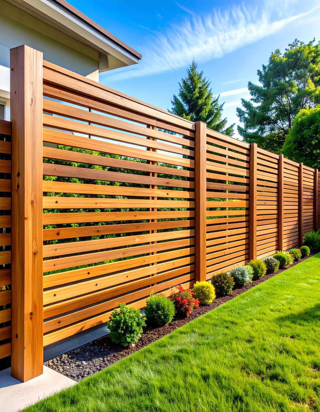 Horizontal Slat Modern Privacy Fence - 24 Privacy Fence Ideas