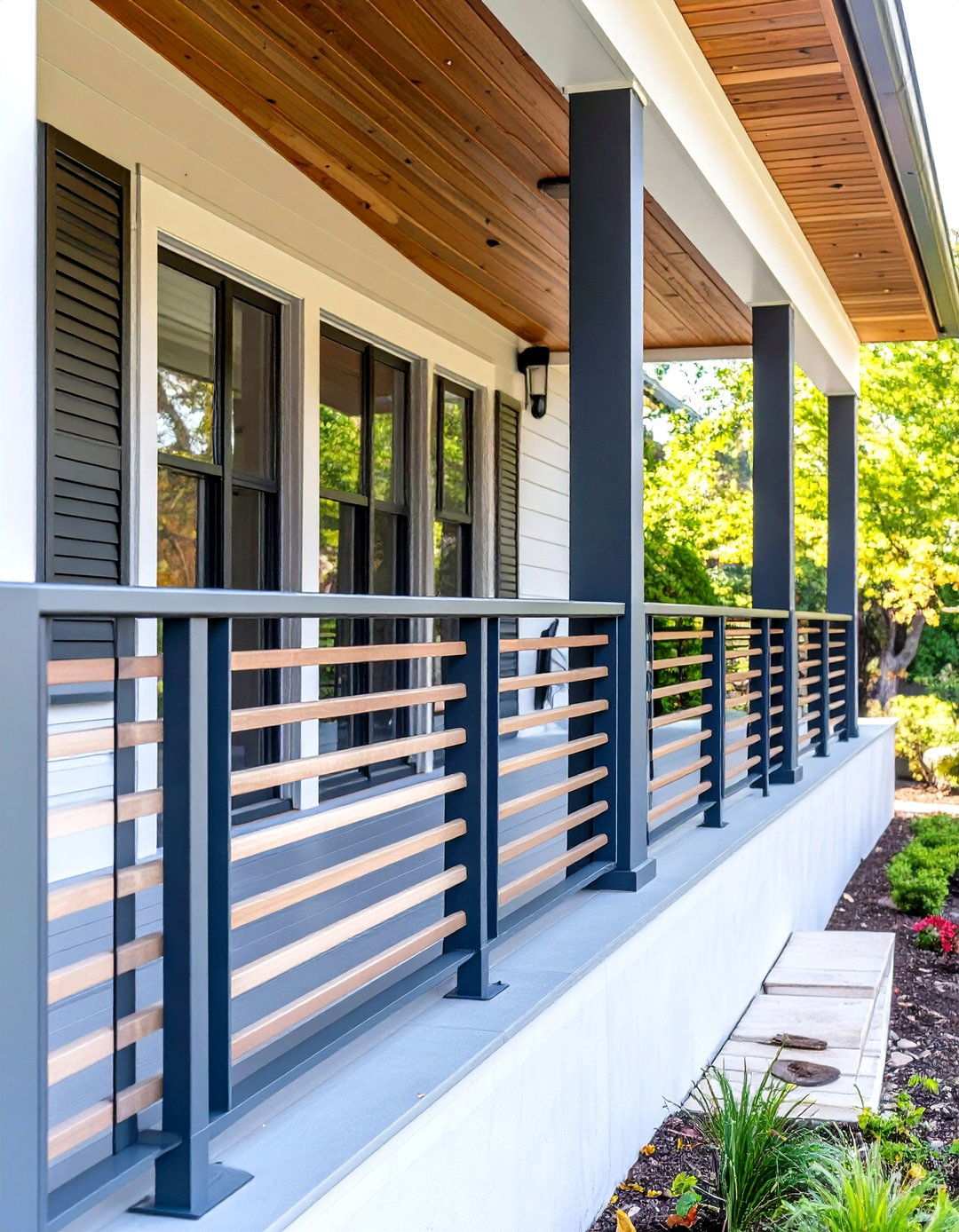 Horizontal Slat Porch Railing - 24 Porch Railing Ideas
