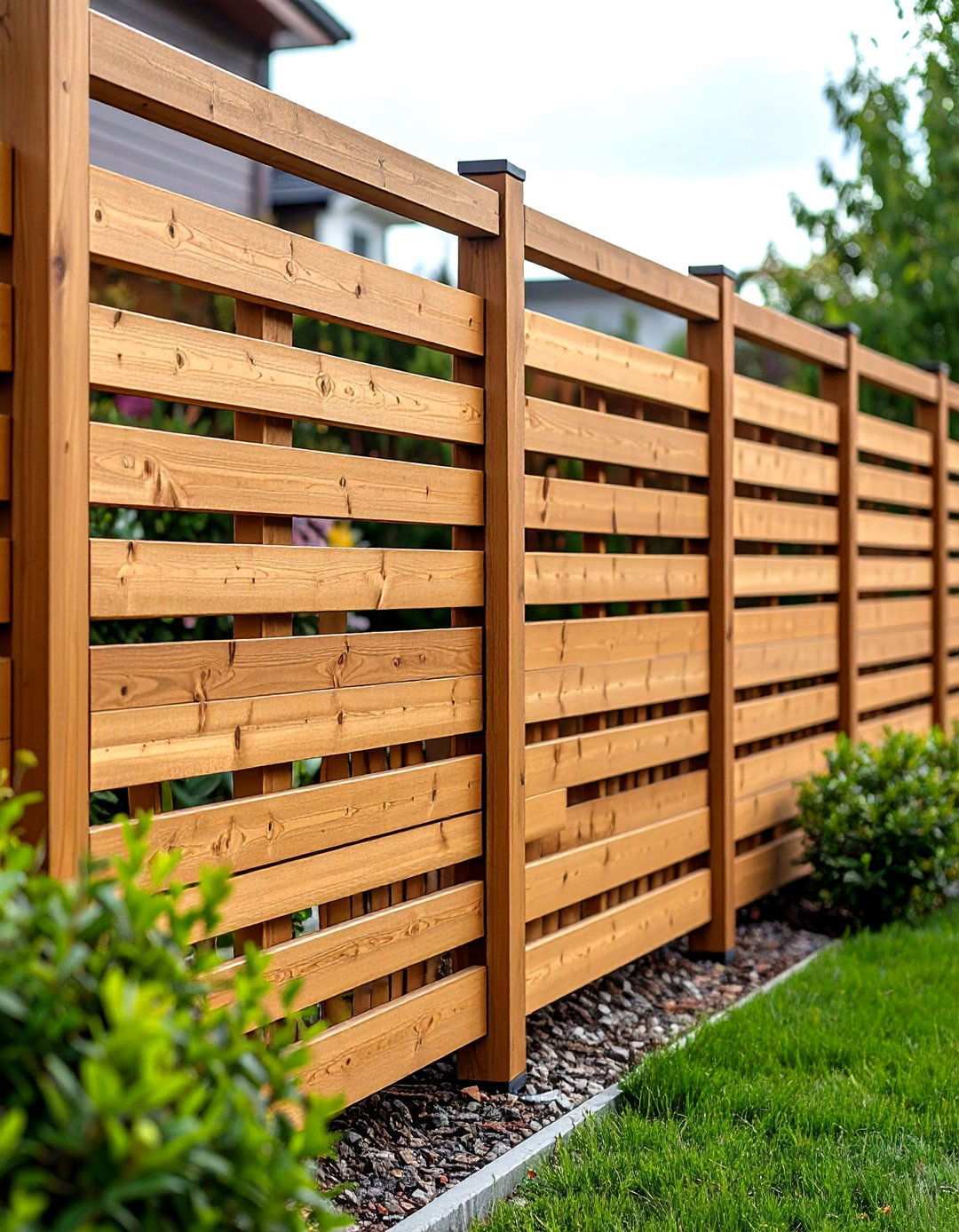 Horizontal Slat Privacy Wall Design - 24 Horizontal Deck Railing Ideas