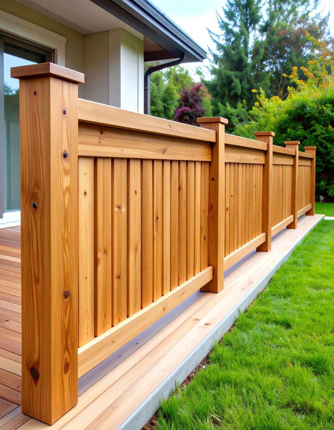 Horizontal Wood Slat Privacy Railing - 24 Wood Deck Railing Ideas