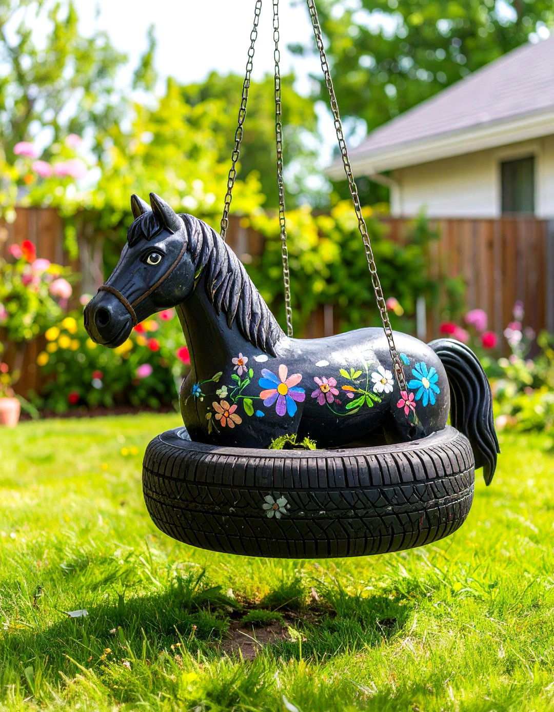 Horse Shaped Tire Swing Creation - 24 Tire Swing Ideas