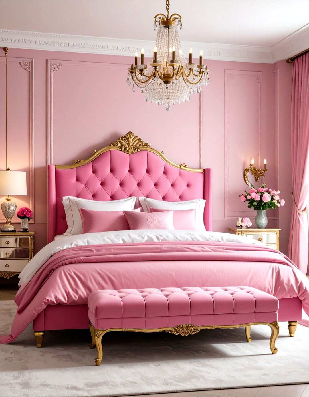 Hot Pink Vintage Hollywood Glamour Bedroom - 24 Hot Pink Bedroom Ideas