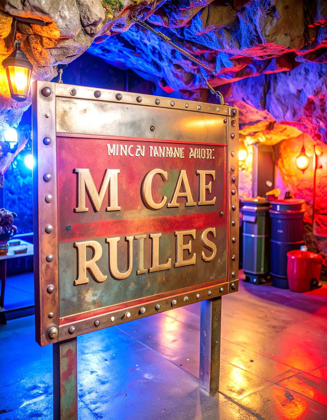 Humorous Metal Warning Sign with Funny Rules - 24 Man Cave Sign Ideas