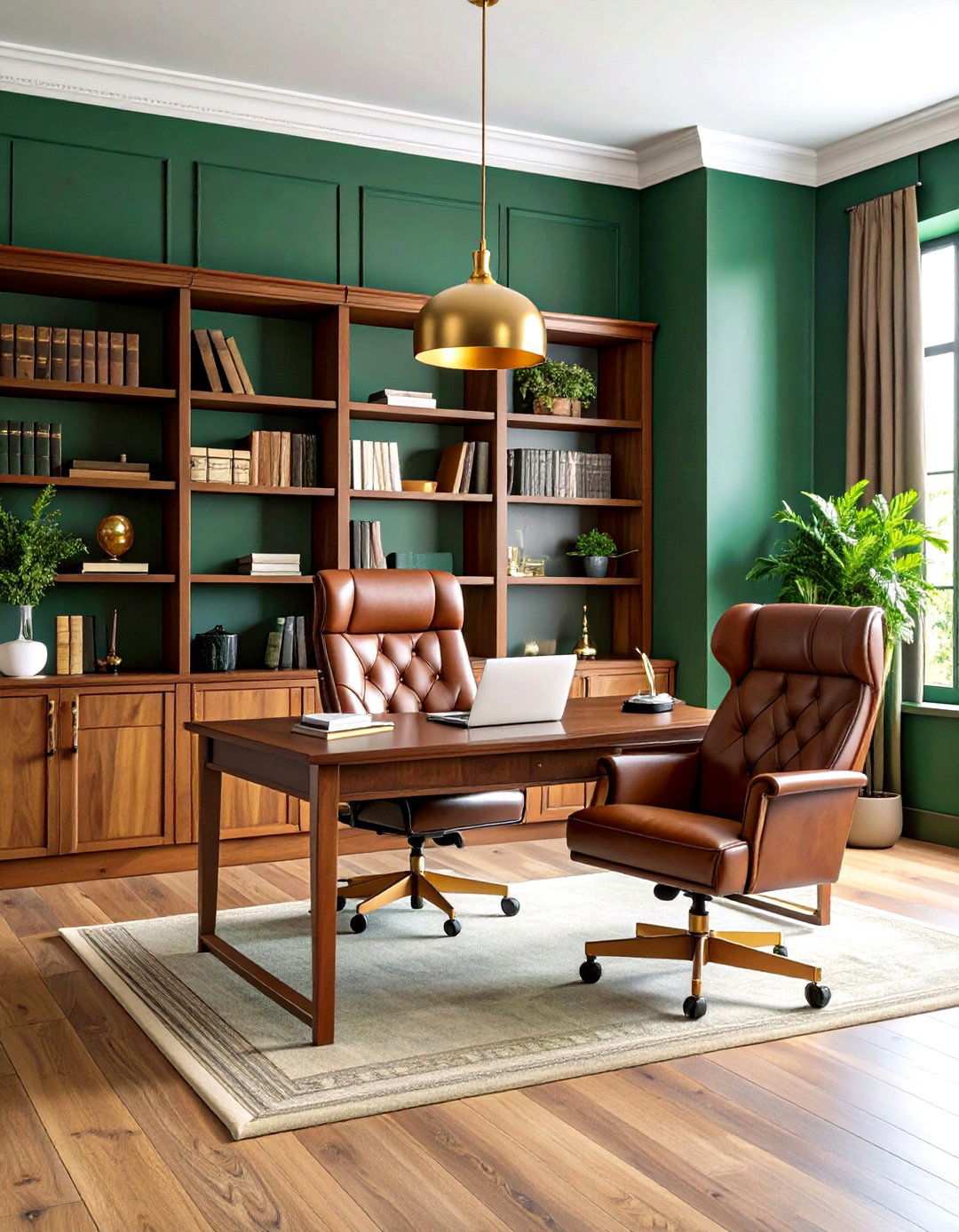 Hunter Green Library Elegance - 24 Home Office Paint Colors