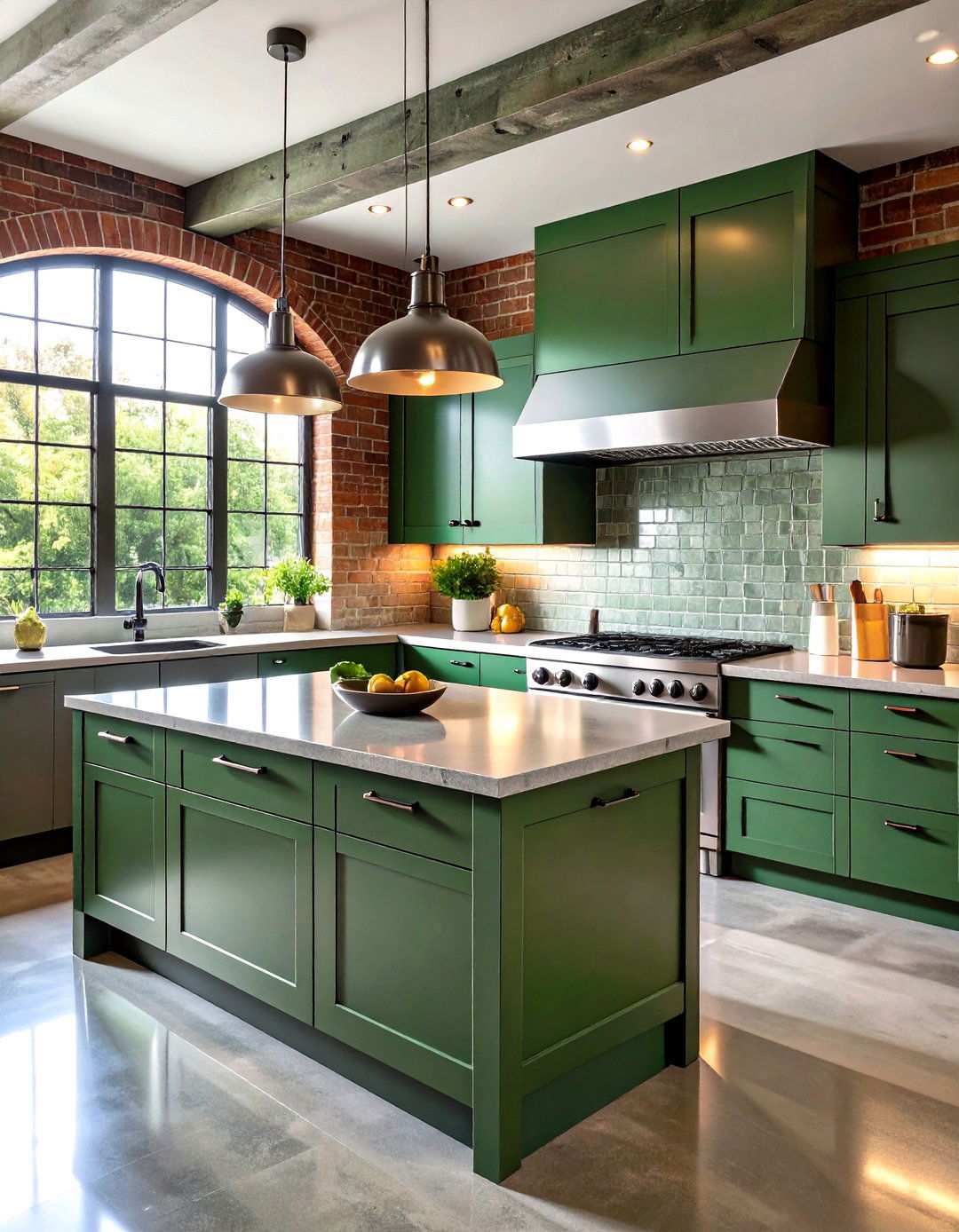 Hunter Green Quartz Industrial Kitchen - 24 Kitchen With Green Countertops Ideas