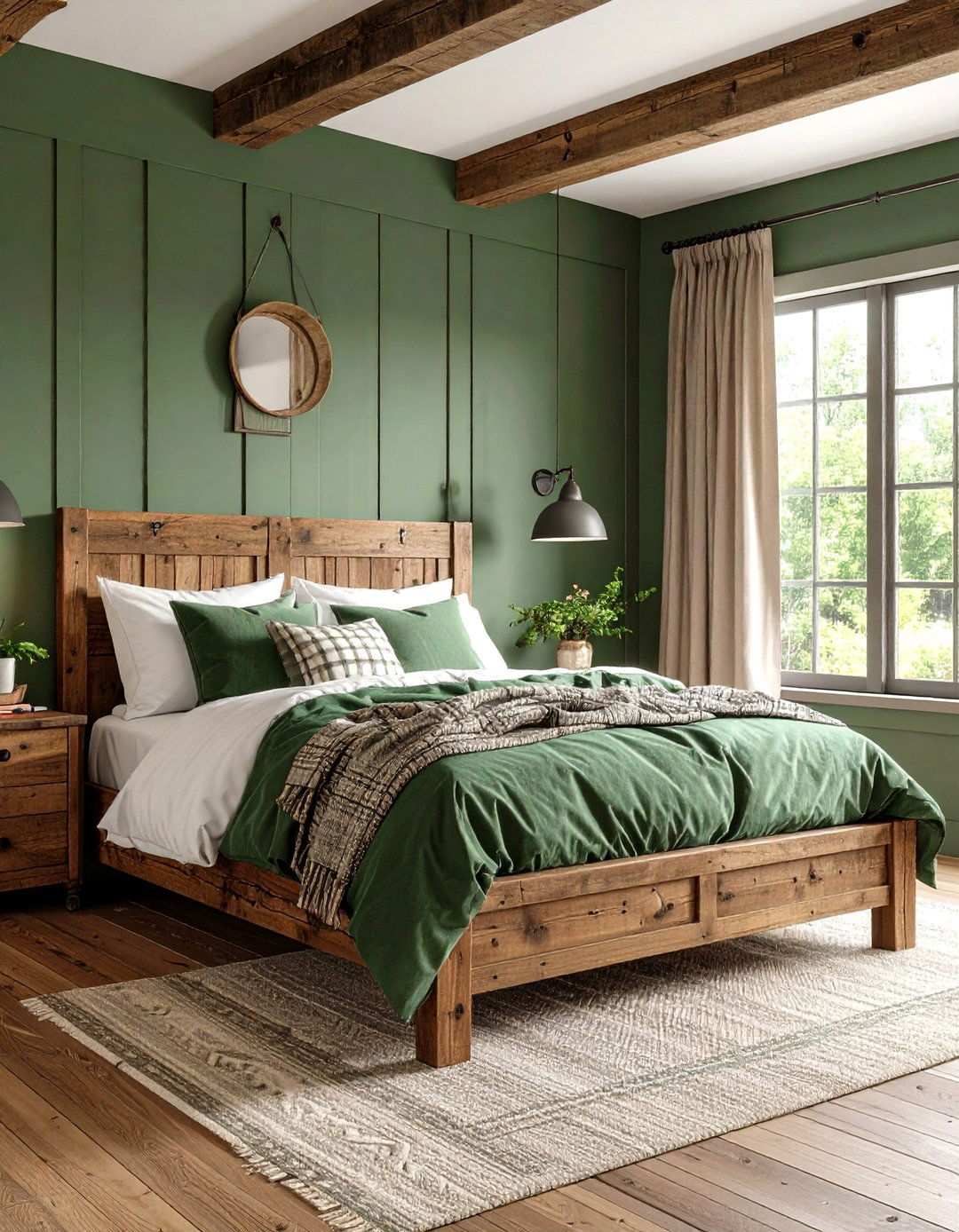 Hunter Green Rustic Bedroom - 24 Light Green Bedroom Ideas