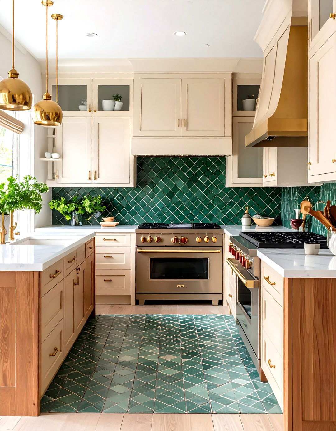 Hunter Green Square Mosaic Kitchen Design - 24 Kitchen With Green Backsplash Ideas