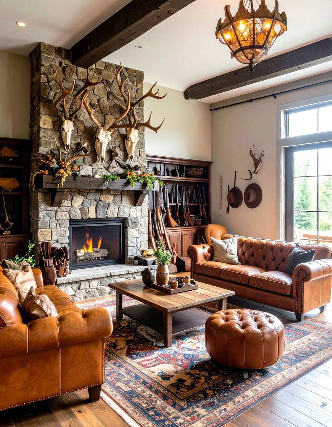 Hunting Lodge Man Cave Living Room - 24 Man Cave Living Room Ideas