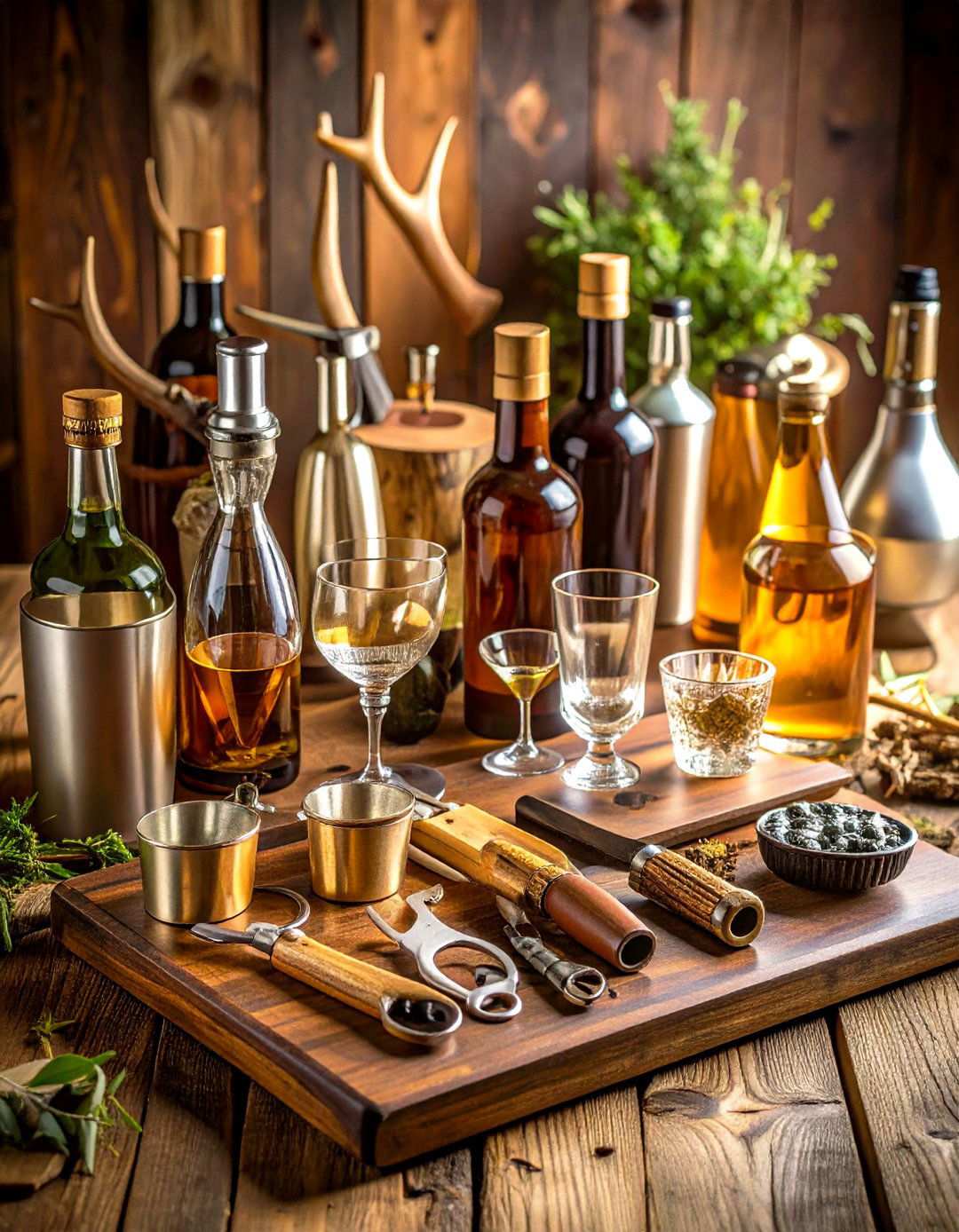 Hunting Themed Bar Accessories - 24 Hunting Man Cave Ideas