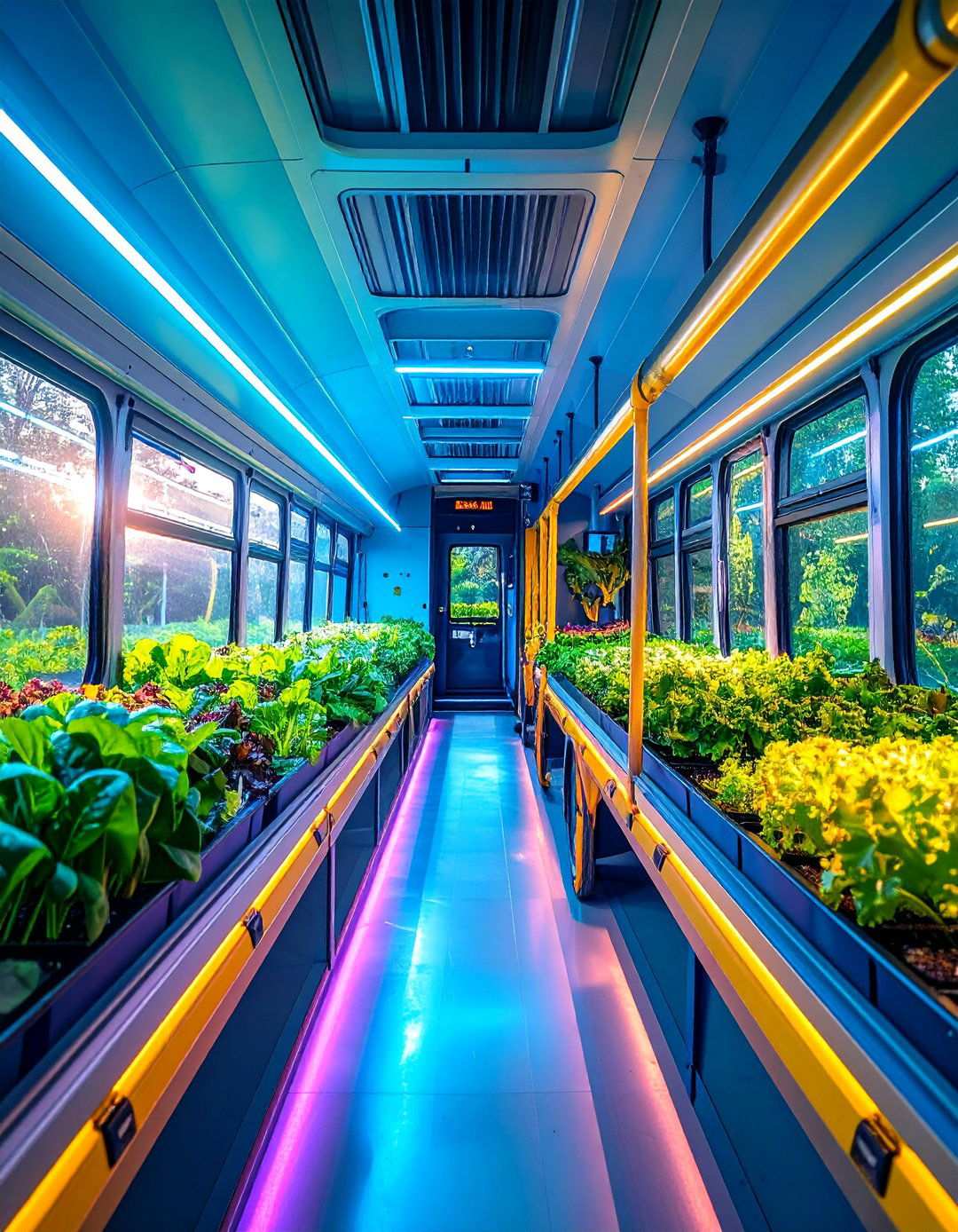 Hydroponic School Bus Greenhouse with NFT Systems - 24 School Bus Greenhouse Ideas