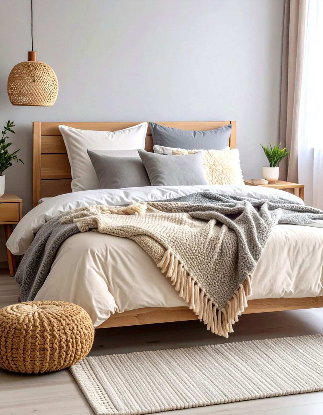 Hygge Textile Layering - 24 Scandinavian Bedroom Ideas